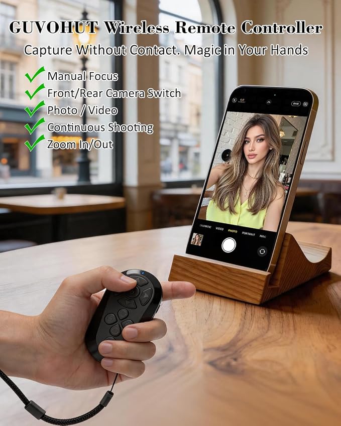 Bluetooth Remote Controller for TikTok Scrolling/Camera/Video Recording/Kindle