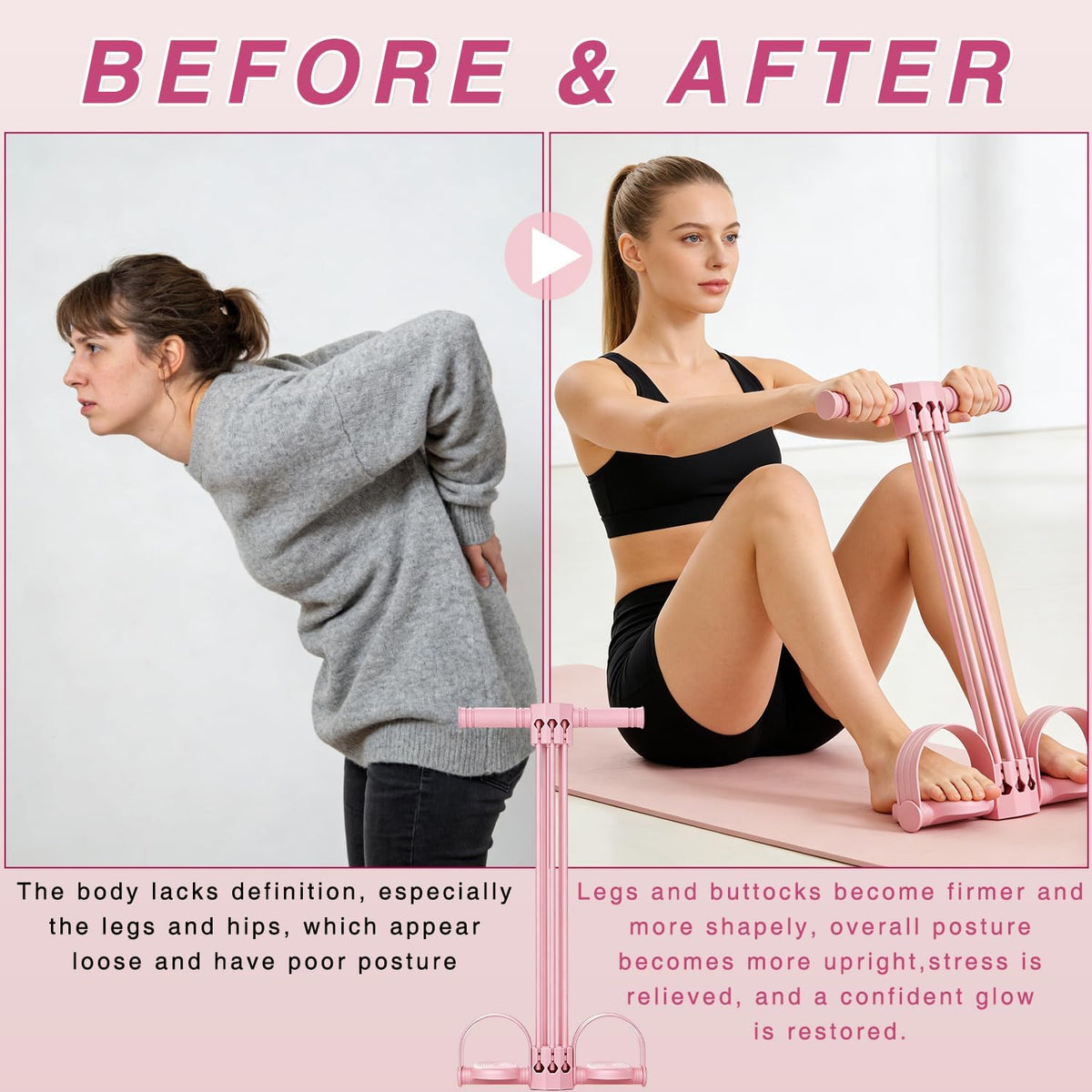 Skiennix Pedal Resistance Bands - Upgrade 6-Tube Natural Rubber for Full-Body Workout | Stretching & Strength Training