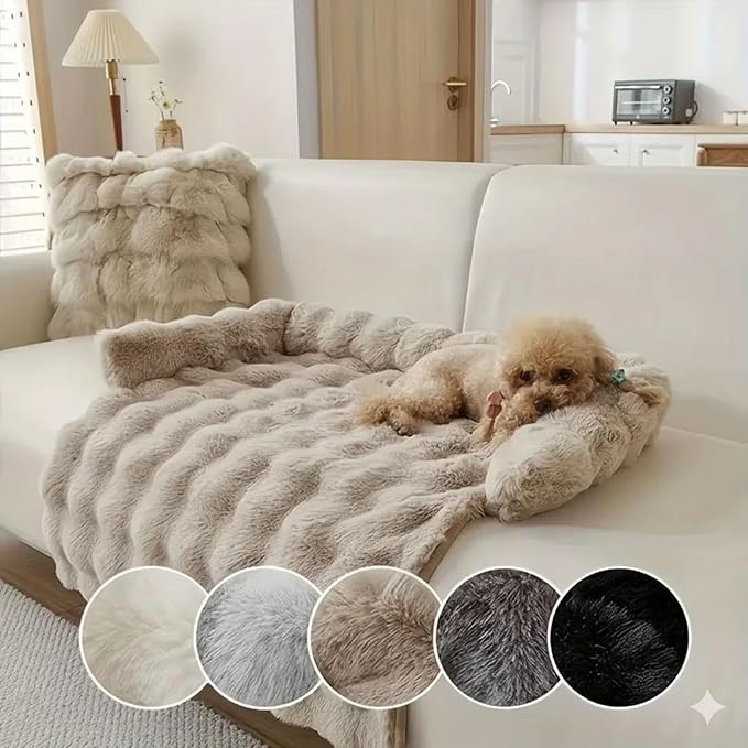 Cloud Pet Sofa Bed, Ultimate Comfort Warm Couch Cover with Fluffy Plush, Anti-Slip Machine Washable Pet Bed Easy to Maintain for Furniture Protector (Coffee(29.5 * 29.5in))