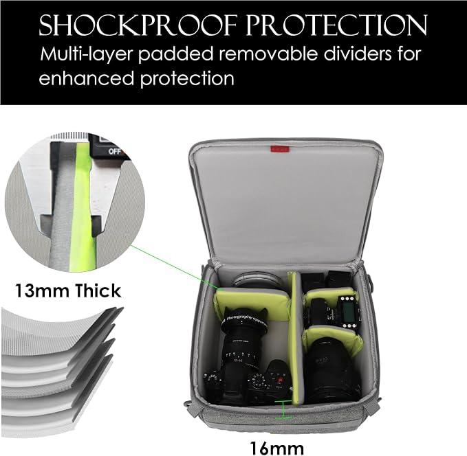 Camera Insert Bag, Shockproof &Pressure-proof Dual Opening Padded Camera Lens