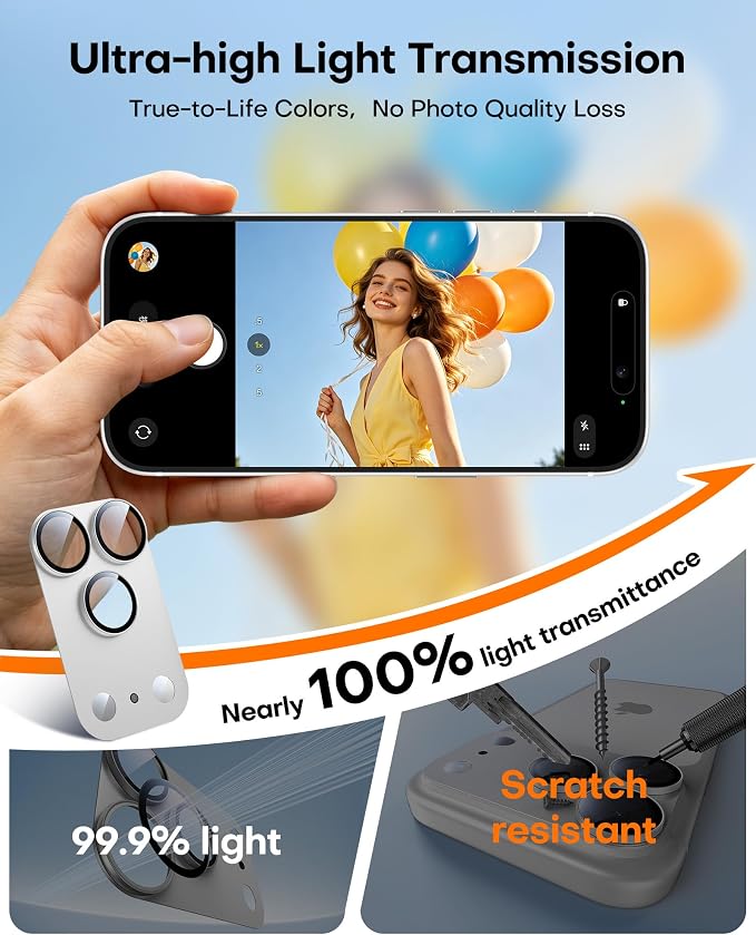TAURI 2 Pack for iPhone 17 Pro Max Camera Lens Protector, Full Coverage