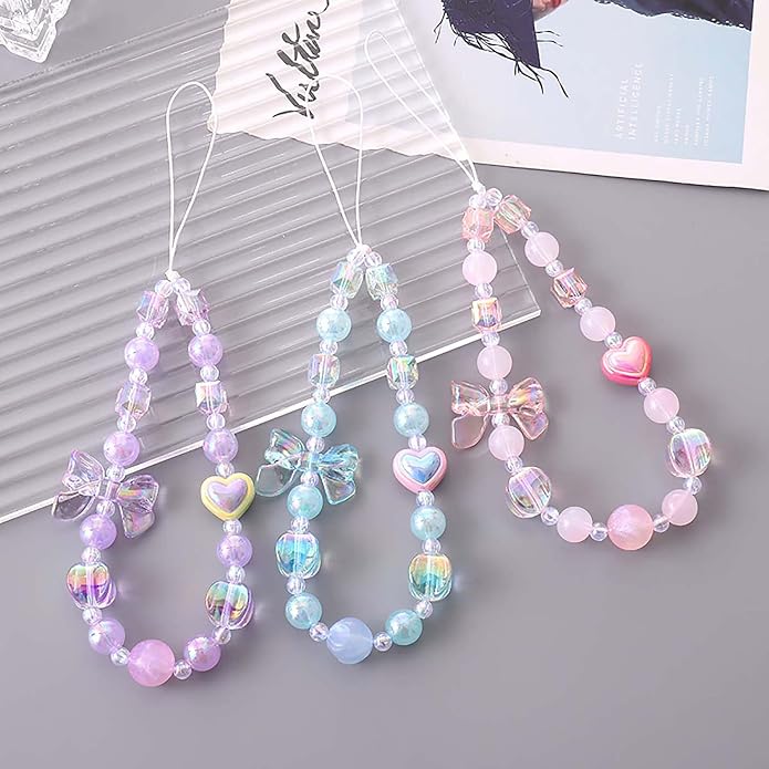 Beaded Phone Charm Lanyard Strap Girly Style Fixed Beads Pearl Lanyards
