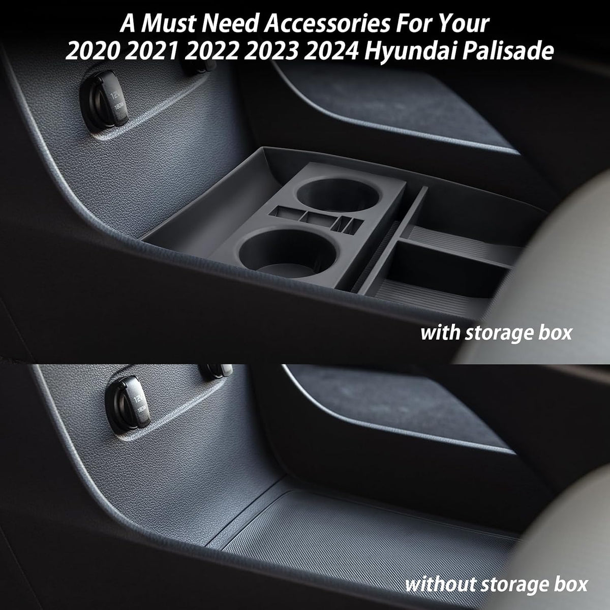 2025 Palisade Lower Console Organizer for 2020 2021 2022 2023 2024 2025 Hyundai Palisade SE/SEL/XRT/Limited/Calligraphy Under Armrest Organizer Insert Tray w/Cup Holder 2025 Palisade Accessories
