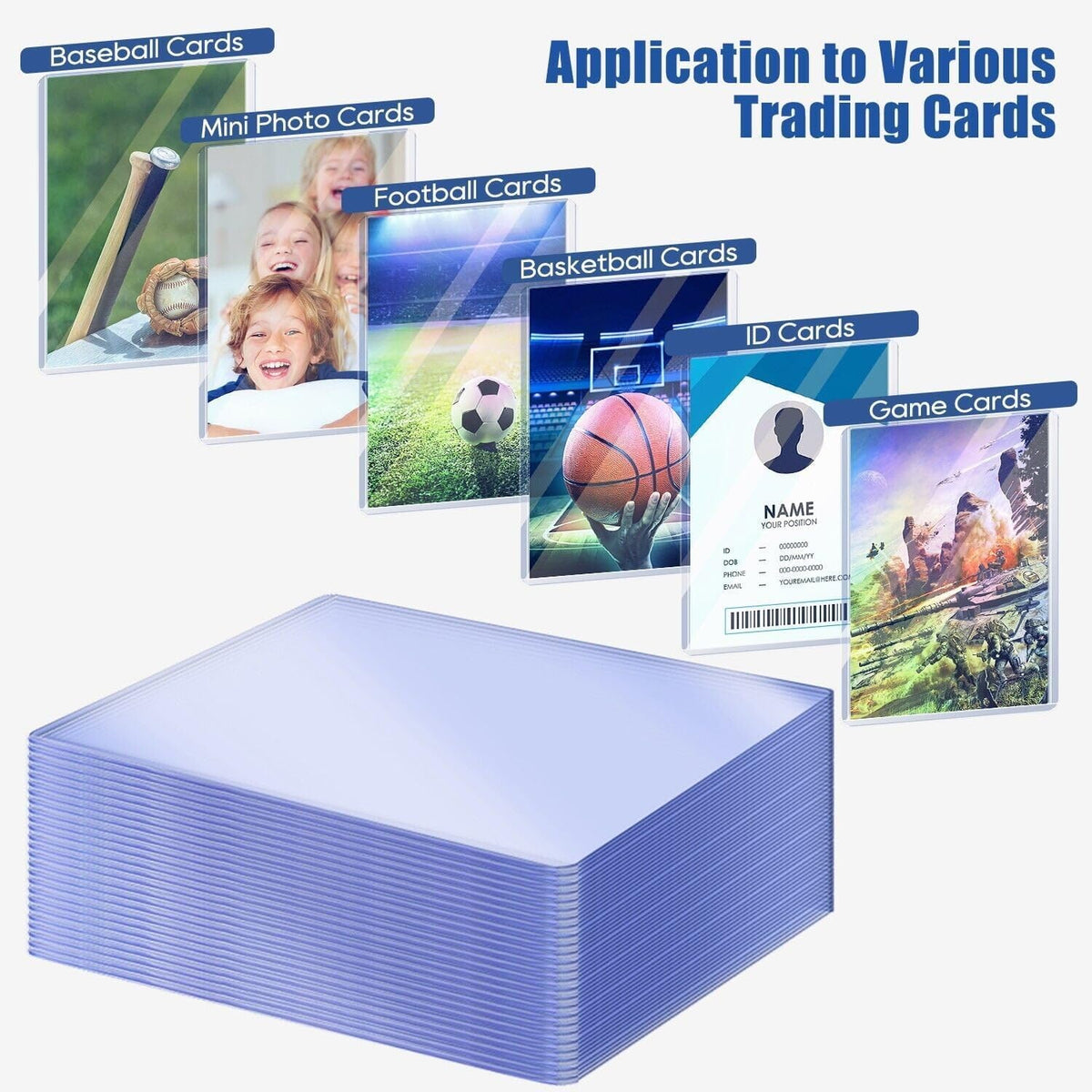 Skiennix 200 Pack Top Loaders for Cards - 35pt Premium Hard Plastic Protectors | Ideal for Trading & Collectibles