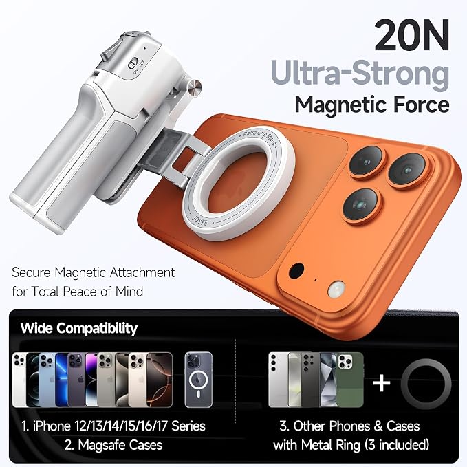 Magnetic Phone Camera Shutter Grip, Extendable Selfie Stick & Tripod Portable