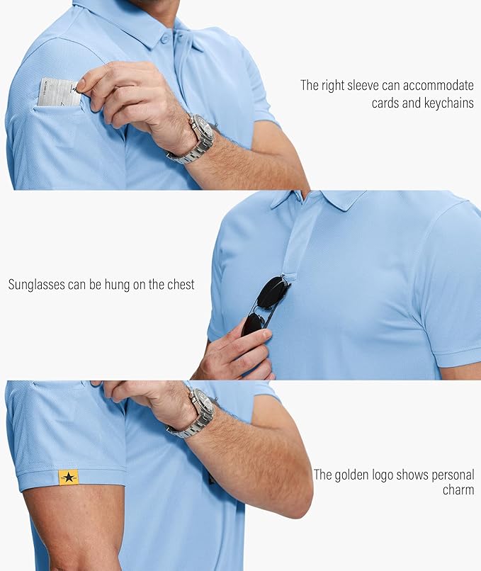ZITY 5 Pack Mens Polo Shirt Short Sleeve Sports Golf Tennis T-Shirt Moisture-Wicking Summer Shirts