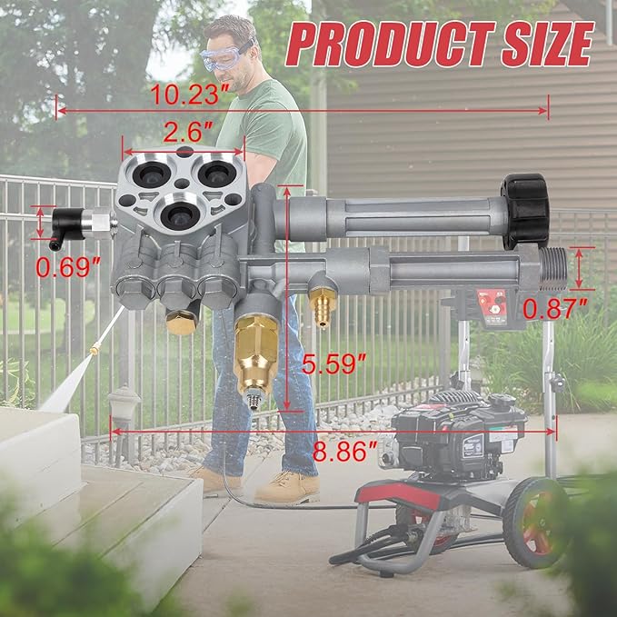Ransoto AR42940 Pressure Washer Pump Head Assy Compatible with Troy Bilt SRMW2.2G26 RMW2.2G24 RMW2G20 RMW2G23B Complete Pump Head Replaces AR42518 AR43061