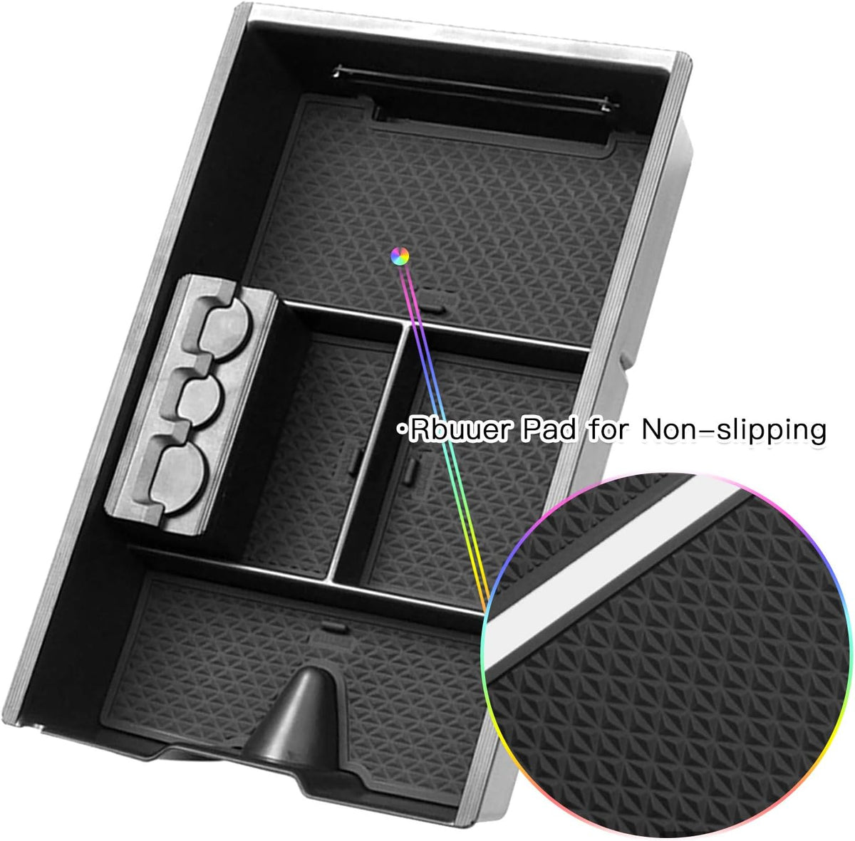 SKTU Center Console Organizer Customized for 2009-2020 Dodge Ram 1500 2500HD 3500HD Insert ABS Black Materials Tray Armrest Box Glove Secondary Storage Box with Coin and Glass Holder