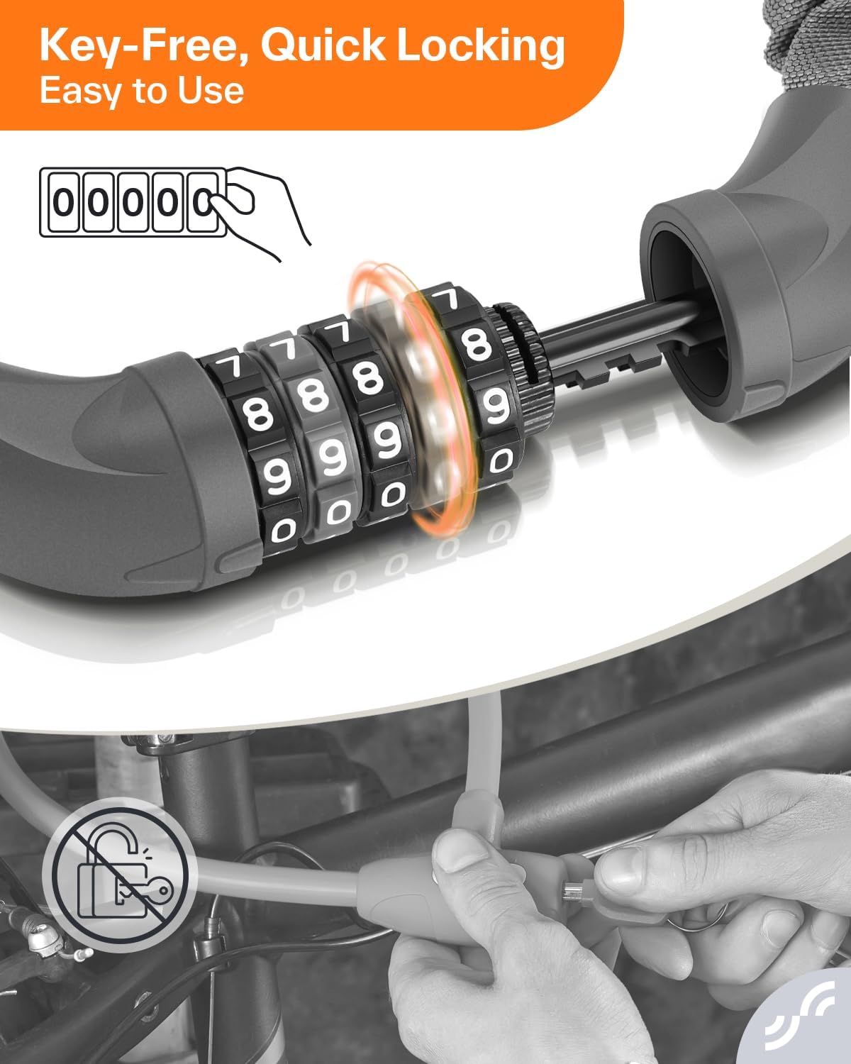 Sportneer Bike Lock - High Security 5-Digit Combination Chain Lock | 3.2/3.6/4ft Heavy Duty Keyless Design for Bikes, Motorcycles, Scooters, and Gates - 4/6mm Thick, Easy to Use