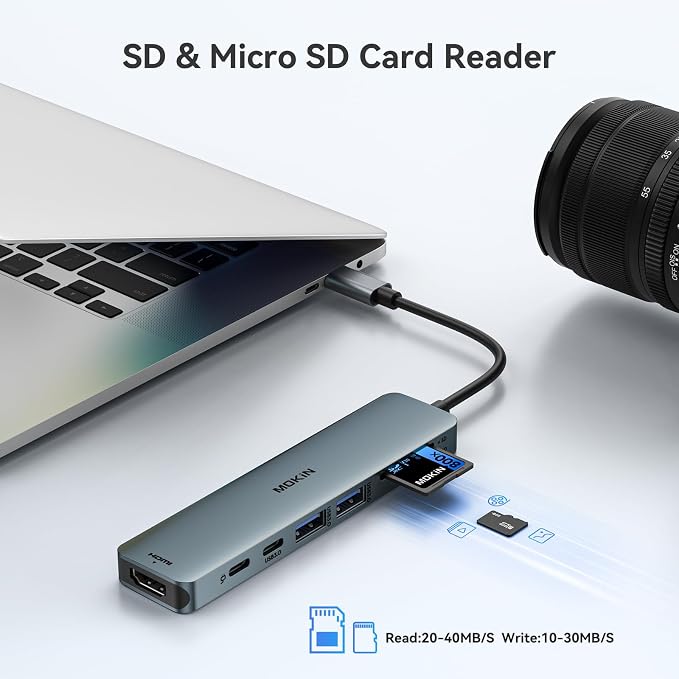 USB C Hub HDMI Adapter for MacBook Pro/Air, MOKiN 7 in 1 USB C Dongle
