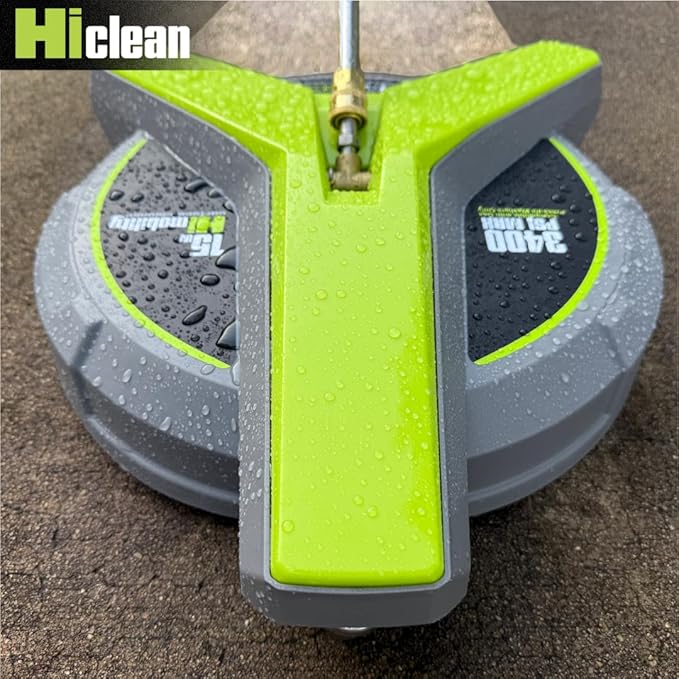 Hiclean 15" Pressure Washer Surface Cleaner with Wheels 3400 PSI Max, Surface Cleaner for Power Washer Attachment for Concrete, Patio, Sidewalk, and Driveways