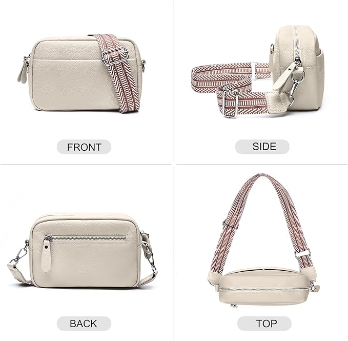 Small Crossbody Bags for Women Genuine Leather, Guitar Strap Shoulder Handbag