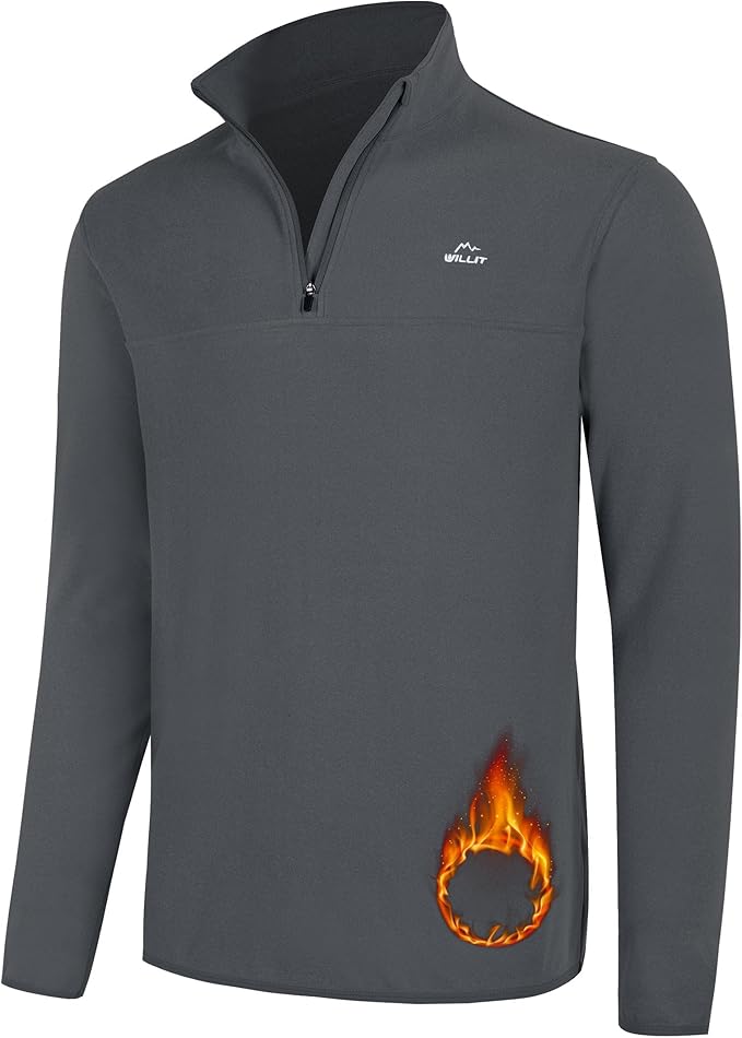 Willit Men's Fleece Pullover Winter Shirts Long Sleeve Quarter Zip Cold Weather Golf Hiking Casual Warm Shirts