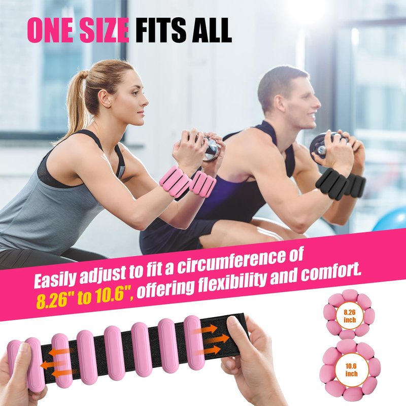 Wrist & Ankle Weights for Women, Wearable Strong Arm & Leg Weights Set of 2(1Lbs Each), Adjustable Ankle Weights for Walking, Yoga, Dance, Barre,Gym,Exercise,Pilates,Walking Running (Light Pink)