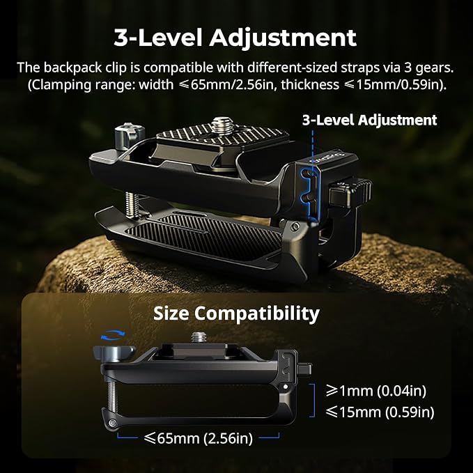 SMALLRIG Universal Three-in-One Camera Clip Kit, Quick Release System, Backpack