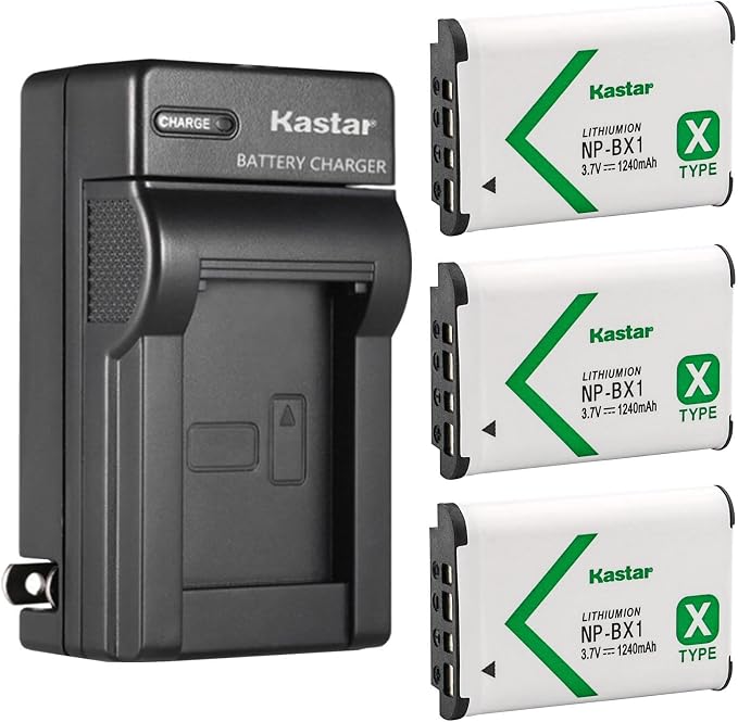 Kastar 3-Pack NP-BX1 Battery and AC Wall Charger Replacement