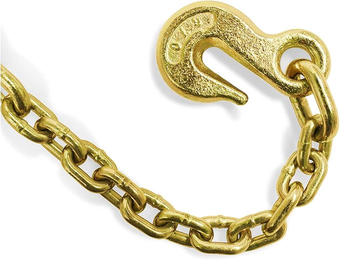 Two 2-in. X 27-Ft. Heavy-Duty Ratchet Straps with Chain Ends and Grab Hooks, 10,000 Lbs. Break Strength | Chain TieDowns By DC Cargo Mall