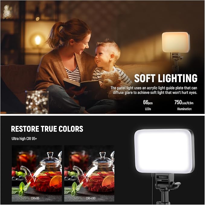 NEEWER Basics LED Video Light Panel Lighting Kit, Bi Color Dimmable Portable