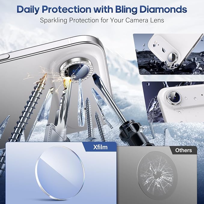 for iPhone 17 Air Camera Lens Protector Bling, Individual Diamond Metal Ring