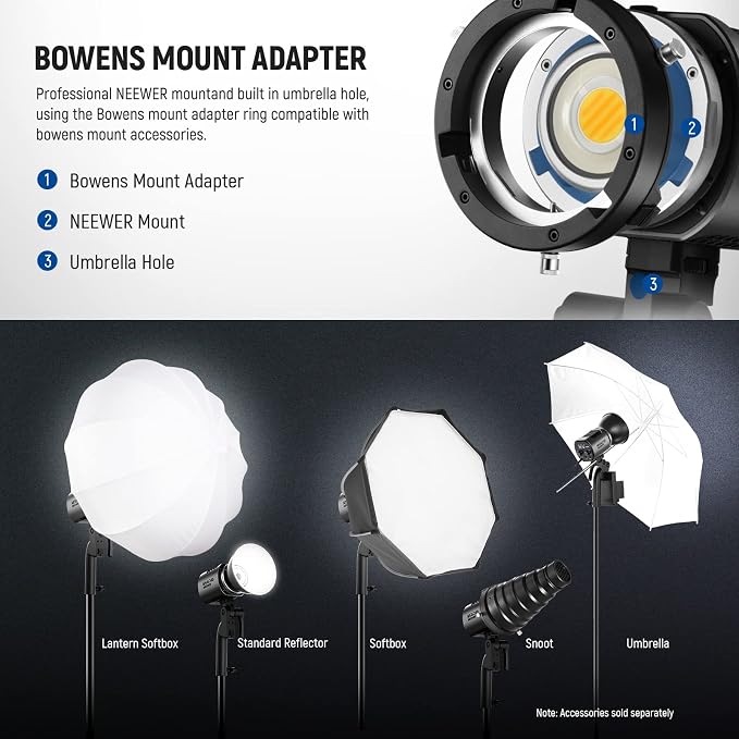 NEEWER MS60B LED Video Light 2.4G/APP Control, 65W Metal Mini Compact COB