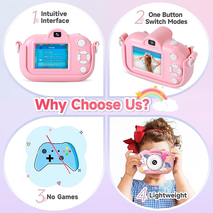 Kids Camera for Toddler Girls Boys Aged 3-9, YEEHAO 32MP Kids Toys Digital
