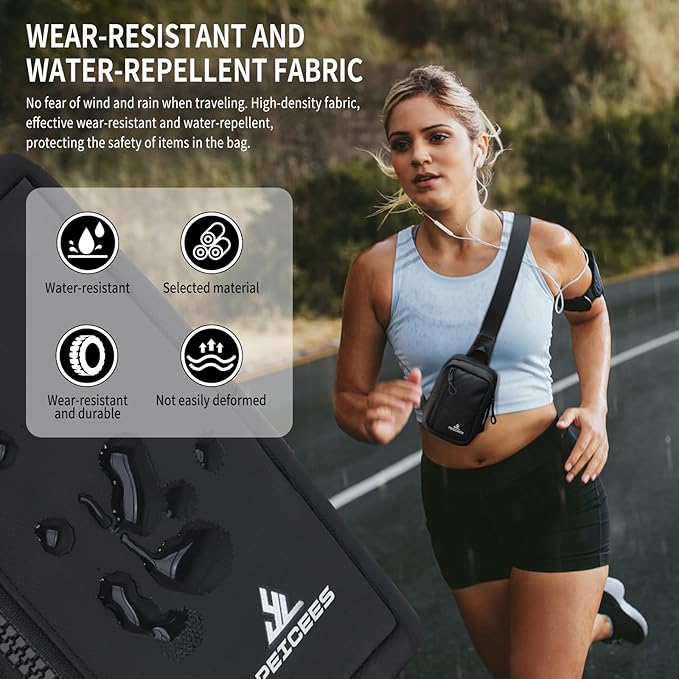 Peicees Small Crossbody Bag for Men Women Mini Sling Bag Travel Running Phone