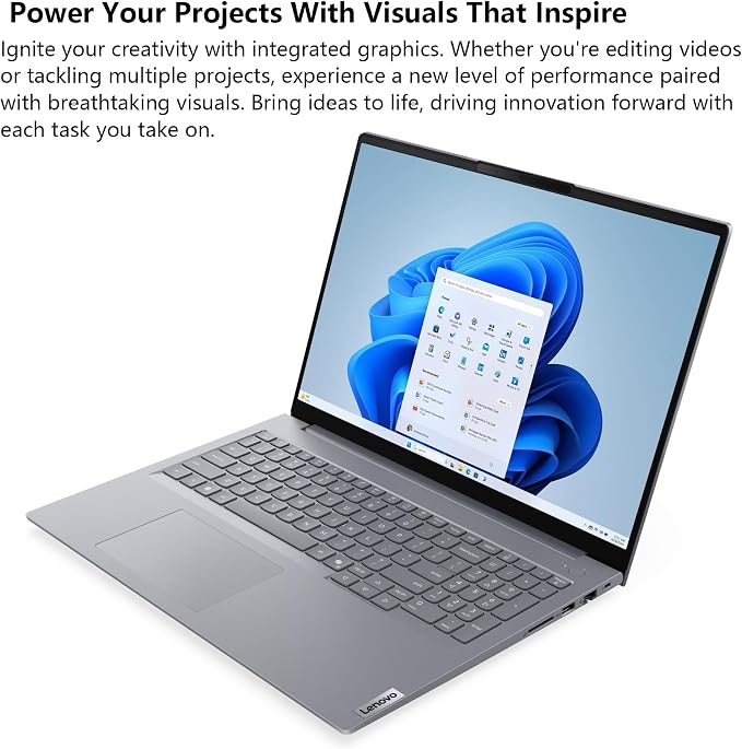 Lenovo ThinkBook 16 Gen 8 Laptop, Intel Core Ultra 7, 64GB DDR5, 2TB SSD | 16" business laptop, fingerprint reader, Win 11 Pro, high-performance for power users & data workloads