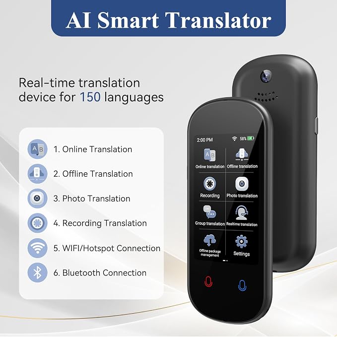 Language Translator Device, VORMOR Two-Way AI Voice Translator