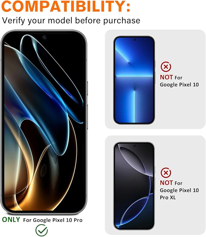 3 Pack for Google Pixel 10 Pro Camera Lens Protector, Tempered Glass 9 Hardness