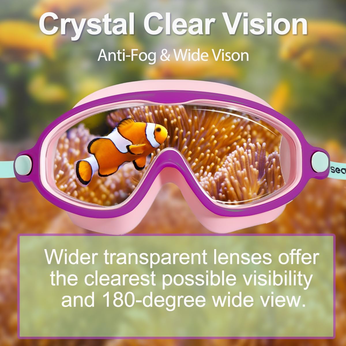Seago Swim Goggles - 2 Pack Anti-Fog & UV Protection for Kids Ages 3-14 | Wide View Design