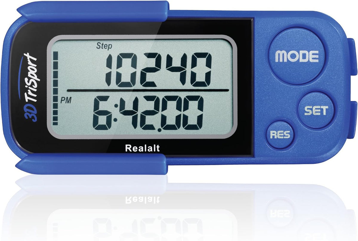 Realalt 3DTriSport 3D Walking Pedometer - Accurate Step Counter with 30-Day Memory & Large Display for Seniors