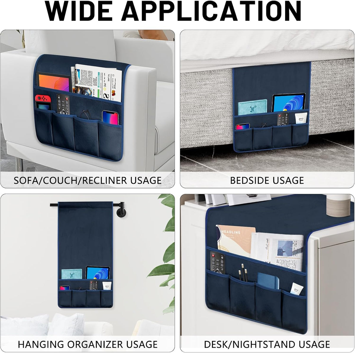 Remote Control Holder for Armchair Caddy, Remote Holder with 5 Pockets