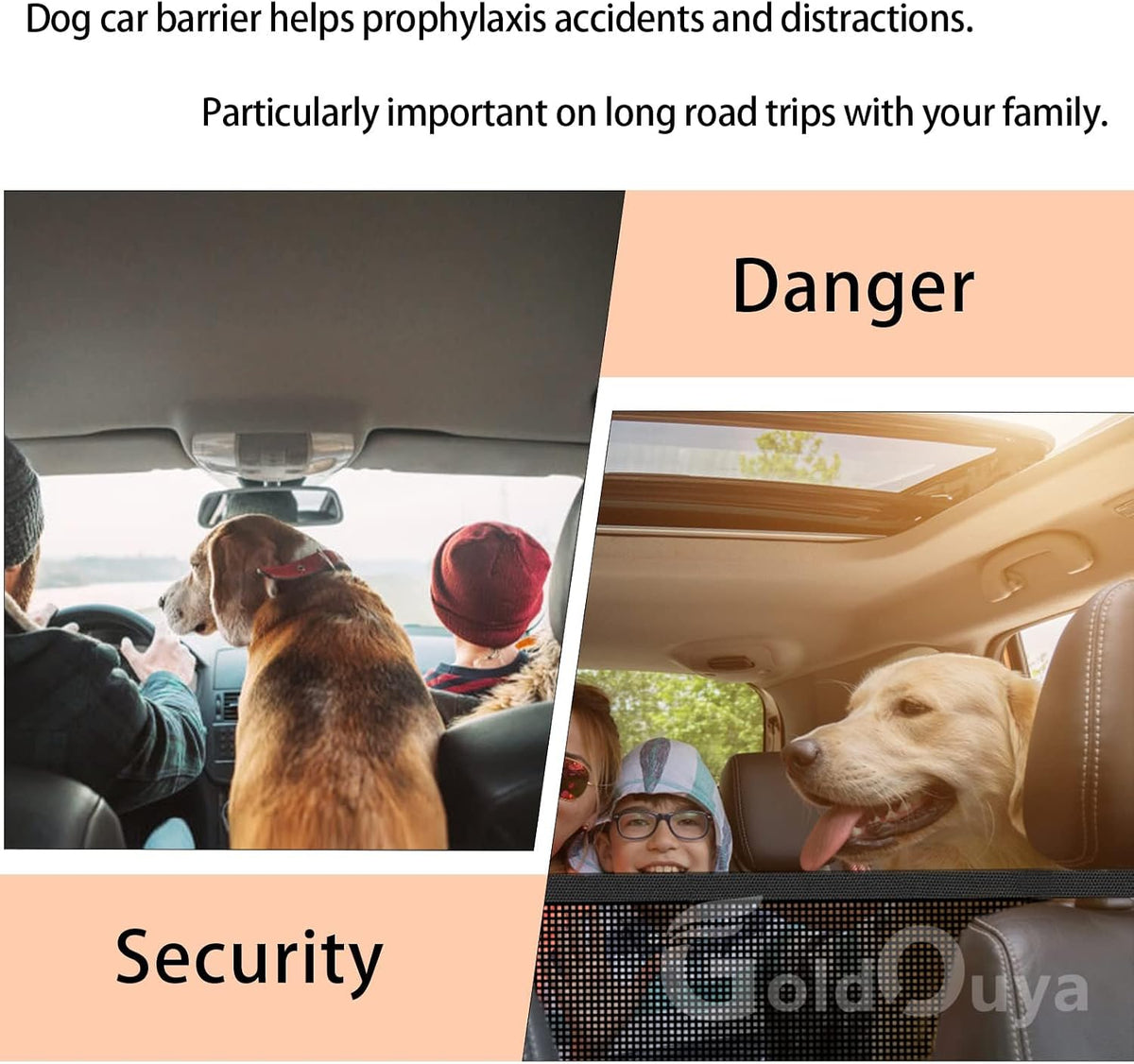 Car Dog Net Barrier, 21 x 21 in Adjustable Mesh Obstacle Car Dog Barrier Net Car Back Seat Pet Fence Car Pet Isolation Protective Network, Easy to Install and Clean
