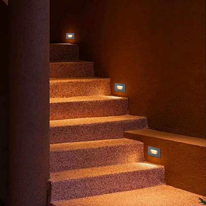 FTL Stair Lights Indoor LED Outdoor Step Lights 12V, Low Voltage 3000K/4000K/5000K Color Changing Deck Stair Light 3.5W 150LM Stairway Lighting, Waterproof Deck Step Lights Black Aluminum, 6 Pack
