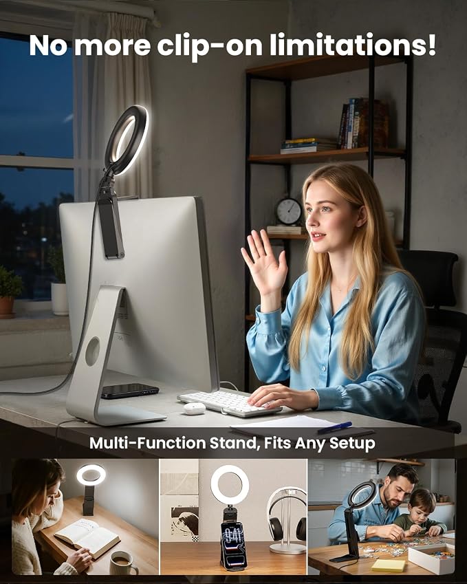 Evershop Ring Light for Laptop Desk Clip On, Small Computer Video Conference