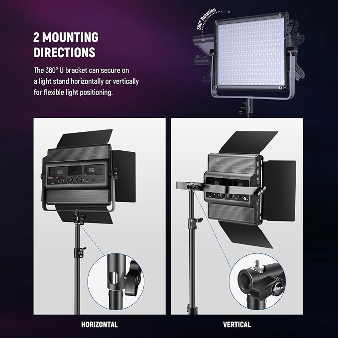 NEEWER 2 Pack RGB1200 LED Video Light