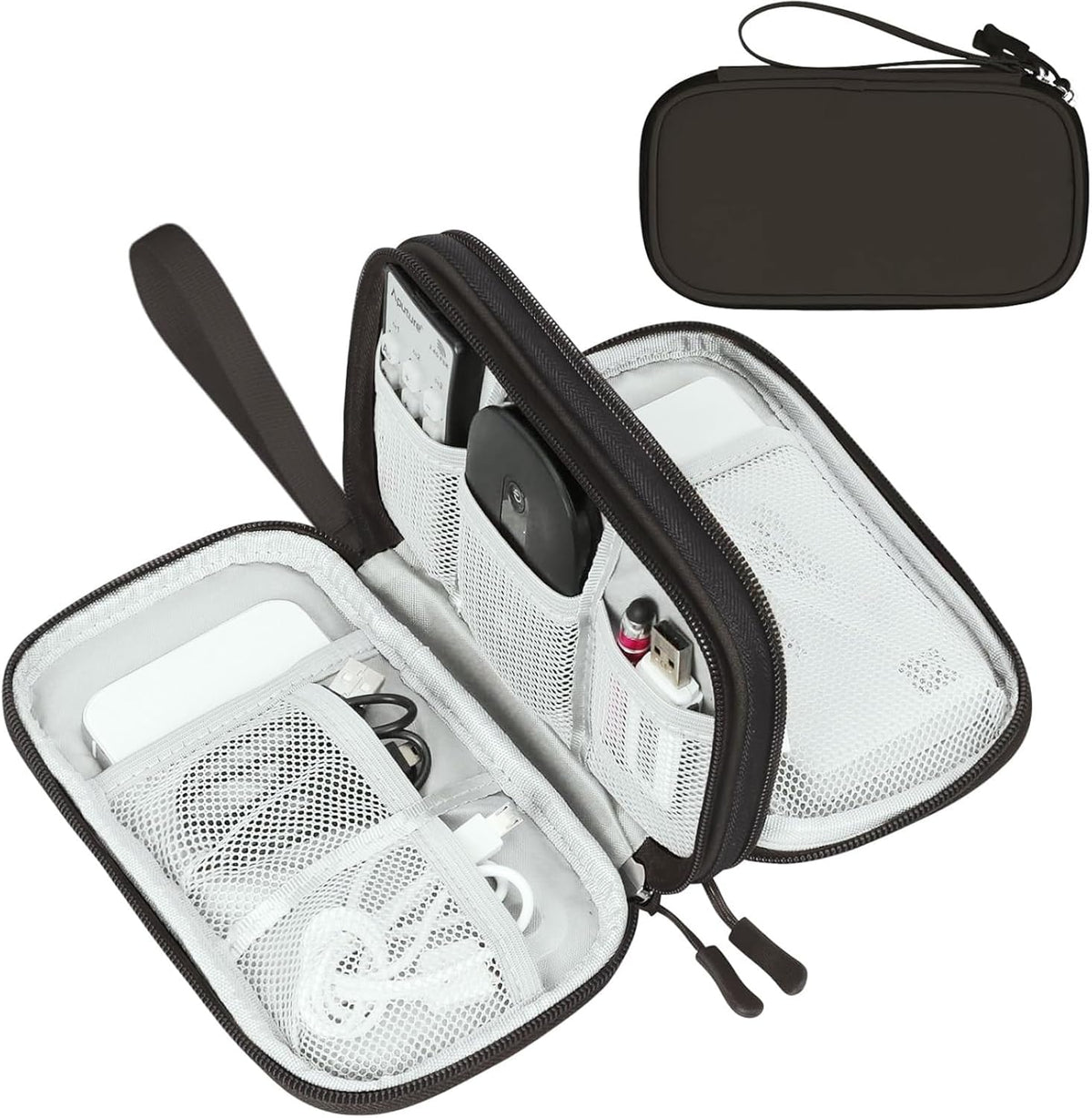 FYY Electronic Organizer, Travel Tech Pouch Bag, Medium, Coffee