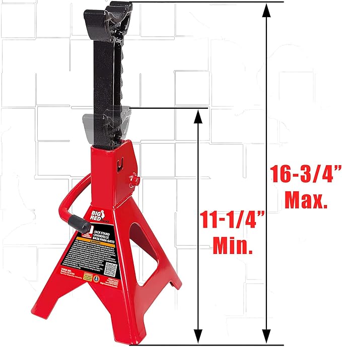 Big RED 3 Ton Heavy Duty Steel Jack Stands, Capacity Car Lifting Stand,1 Pair