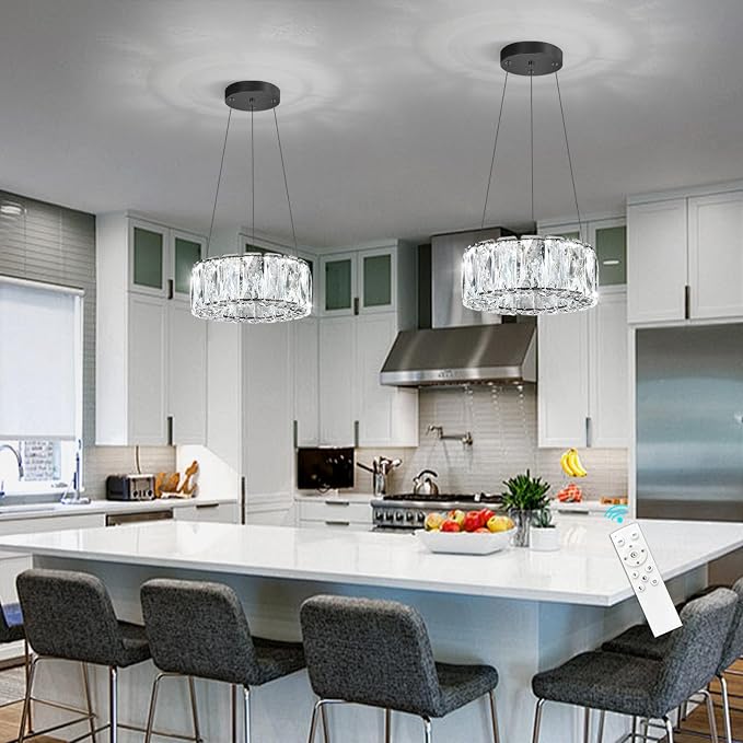 HAIXIANG Modern Crystal Chandelier Dimmable LED 8 Inch Ring Pendant Lights