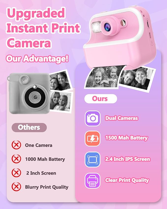 Kids Camera Instant Print, Christmas Birthday Gifts