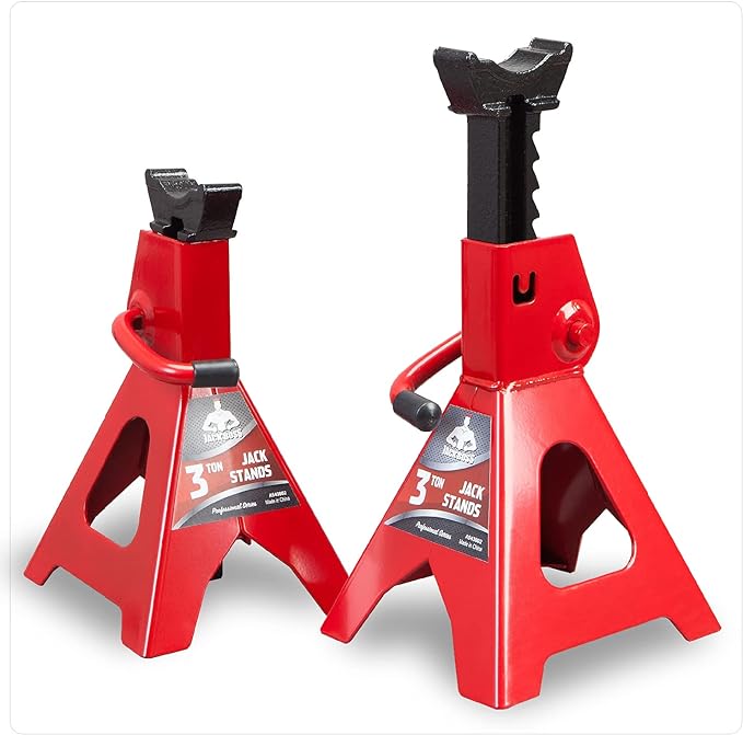 Jack Boss Jack Stands 3 Ton (6,000 LBs) Car Jack Stand Adjustable Lifting for Automotive Small SUV, Red, 2 Pack