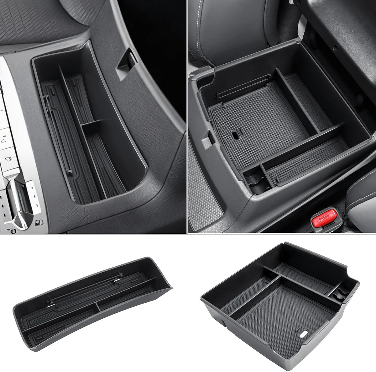CDEFG 2Pcs for 2025 2026 2027 Kia Carnival Center Console Organizer, 2025 2026 2027 Kia Carnival (LX/LXS/EX/SX/SX Prestige) Accessories Middle Console Organizer Storage Box