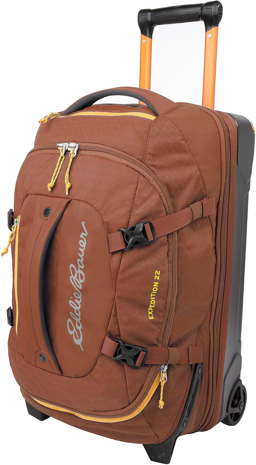 Eddie Bauer Expedition Rolling Duffel Bag with Wheels | Travel | Carry-On | Luggage | Rugged | Durable - True Blue, 22"