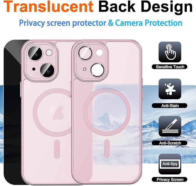 for iPhone 14 Case with Privacy Screen Protector and Camera Protection