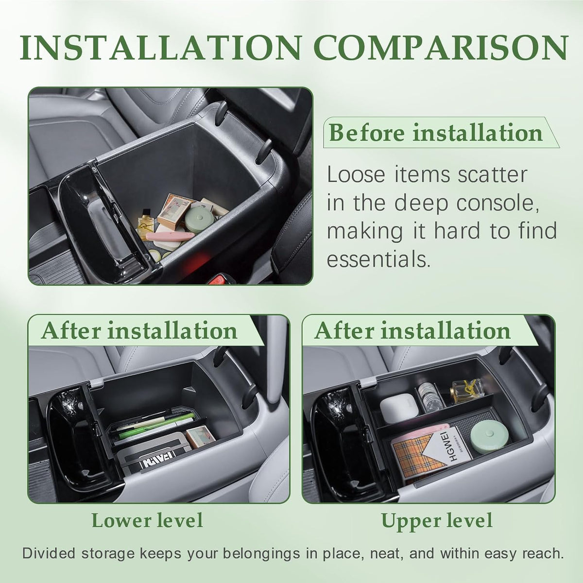 2-Pack Center Console Organizer for 2025 2026 Hyundai Tucson Hybrid/Limited