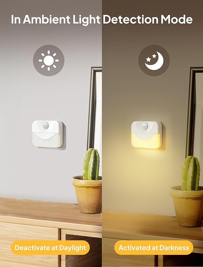 2 Pack Rechargeable Motion Sensor Stair Light for Indoor,Warm White LED Night Light,Wireless Stick on Anywhere Hallway Lamp,Motion Activated Lamps for Step, Cabinet, Hallway, Bathroom