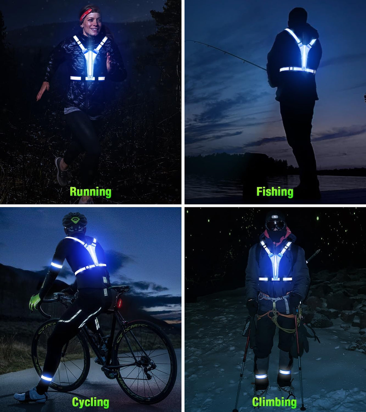 Skiennix LED Light Up Running Vest - High Visibility Reflective Gear for Night Runners | Rechargeable