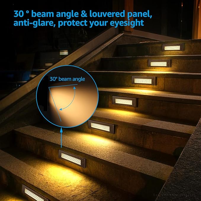 LEONLITE Update 5CCT LED Step Lights 120V-277V, Dimmable 4.5W 300LM Anti-Glare LED Deck Steps Stair Lights Outdoor, 1800K2700K3000K4000K5000K, CRI 90 & ETL, IP65 Waterproof, Oil Rubbed Bronze