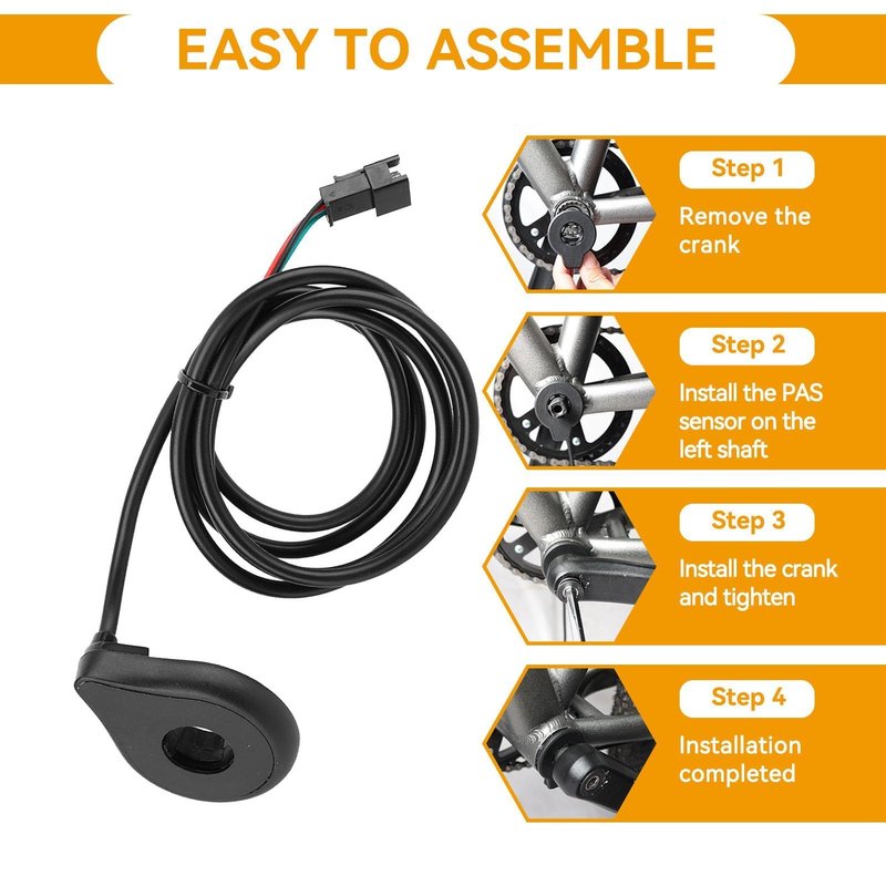 Pedal Assist Sensor, Bike Pedal Assist Kit Electric Assistant Speed Sensor with 12 Magnets Cycling Accessories for Road Mountain Bike