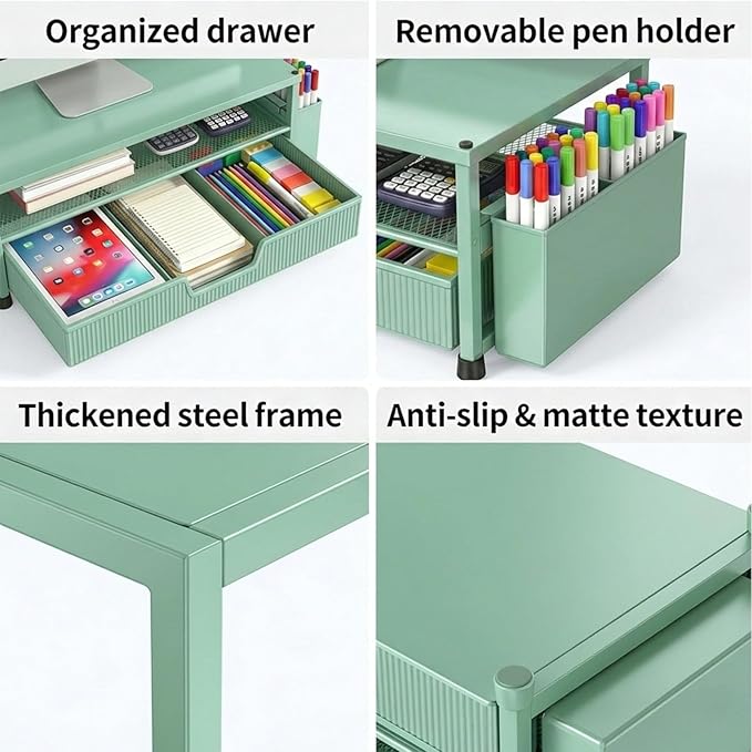ECOLOVI Desk Organizer and Accessories, 2-Tier Computer Monitor Stand Rise